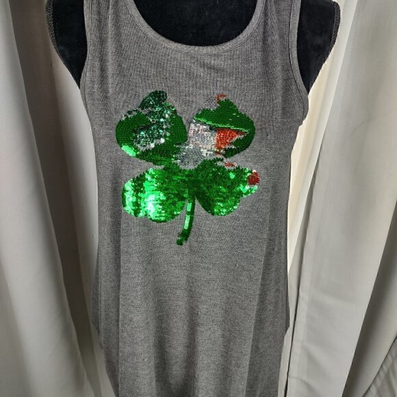 L.O.L. Vintage Clover Sequin Gray Tank Top Size XL - Picture 3 of 14